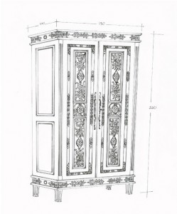 ארון אחסון אידונזי עם גילופים