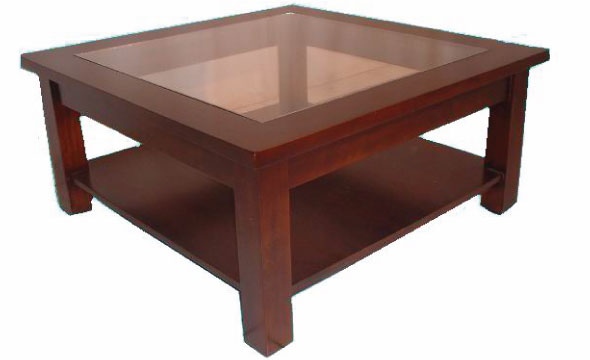  שולחן סלון מרובע עם פלטת זכוכית