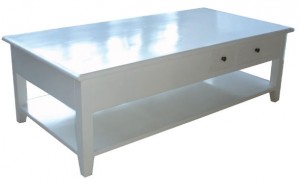 שולחן סלון לבן מעץ מלא