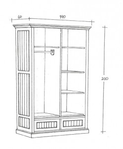 ארון בגדים כפרי בגימור התזת חול