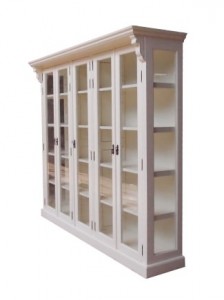 ארון ויטרינה לבן מעץ וזכוכית