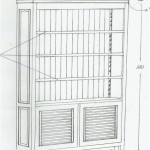 ספריה מעץ מהגוני עם מדפים מעץ מינדי