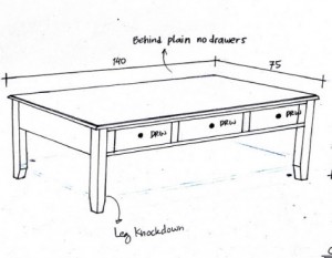 שולחן סלון קלאסי עשוי עץ מלא