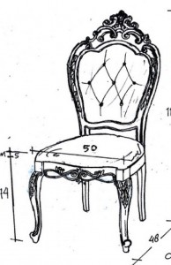 כיסא עץ מרופד עם גב קפיטונז'
