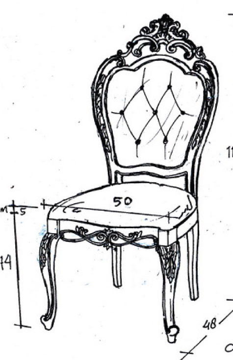 כיסא עץ מרופד עם גב קפיטונז'