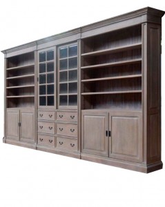 ספרייה ענקית מעץ מהגוני