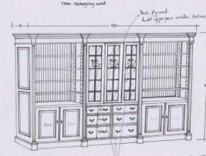 ספרייה ענקית מעץ מהגוני