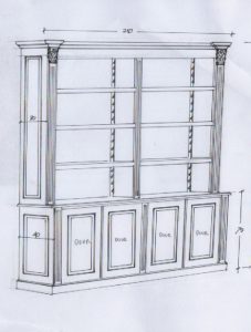 ספריית מדפים עם ארונות