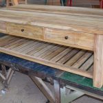 שולחן סלון בסגנון כפרי מעץ טיק מלא