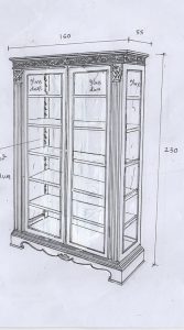 ויטרינה עץ וזכוכית