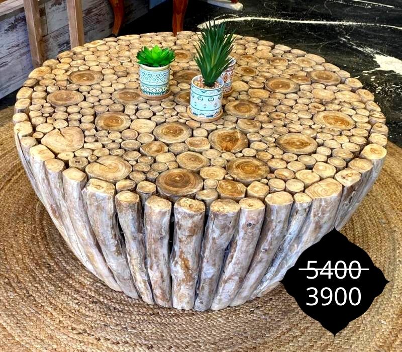 שולחן סלון מענפים של עץ טיק