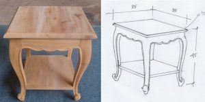 שולחן צד מעץ מלא בסגנון כפרי