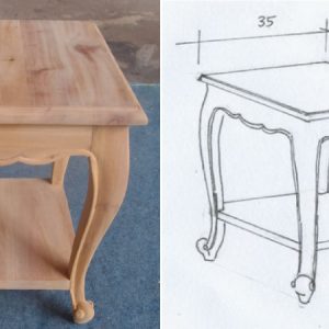 שולחן צד מעץ מלא בסגנון כפרי