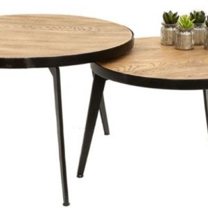 שולחנות צד עץ וברזל
