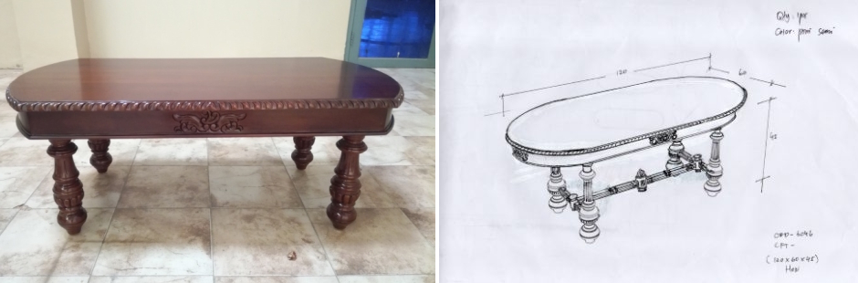 שולחן סלון אובלי רטרו